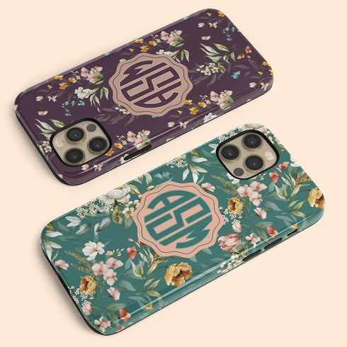 Watercolor Flowers Personalized Monogram iPhone Case